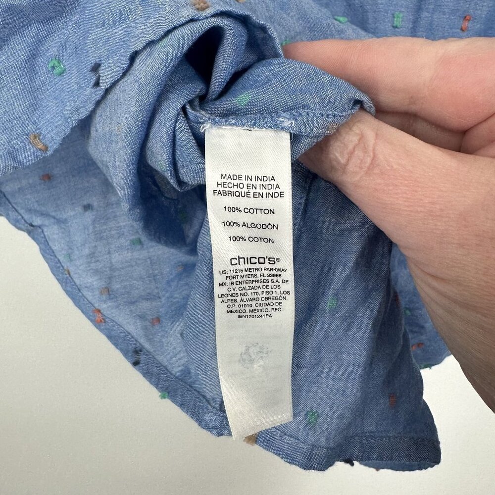 Chicos Women's Tunic Blue Swiss dots Size Medium - Picture 5 of 5
